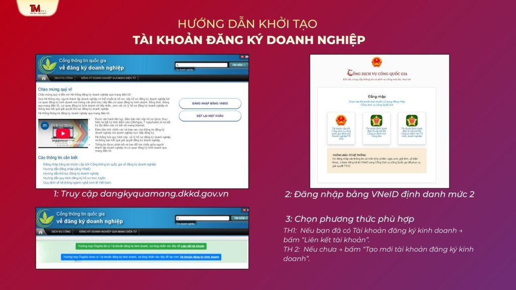 Khởi tạo tài khoản đăng ký doanh nghiệp trên Cổng thông tin quốc gia