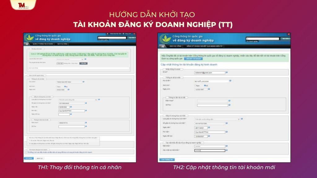 Khởi tạo tài khoản đăng ký doanh nghiệp trên Cổng thông tin quốc gia