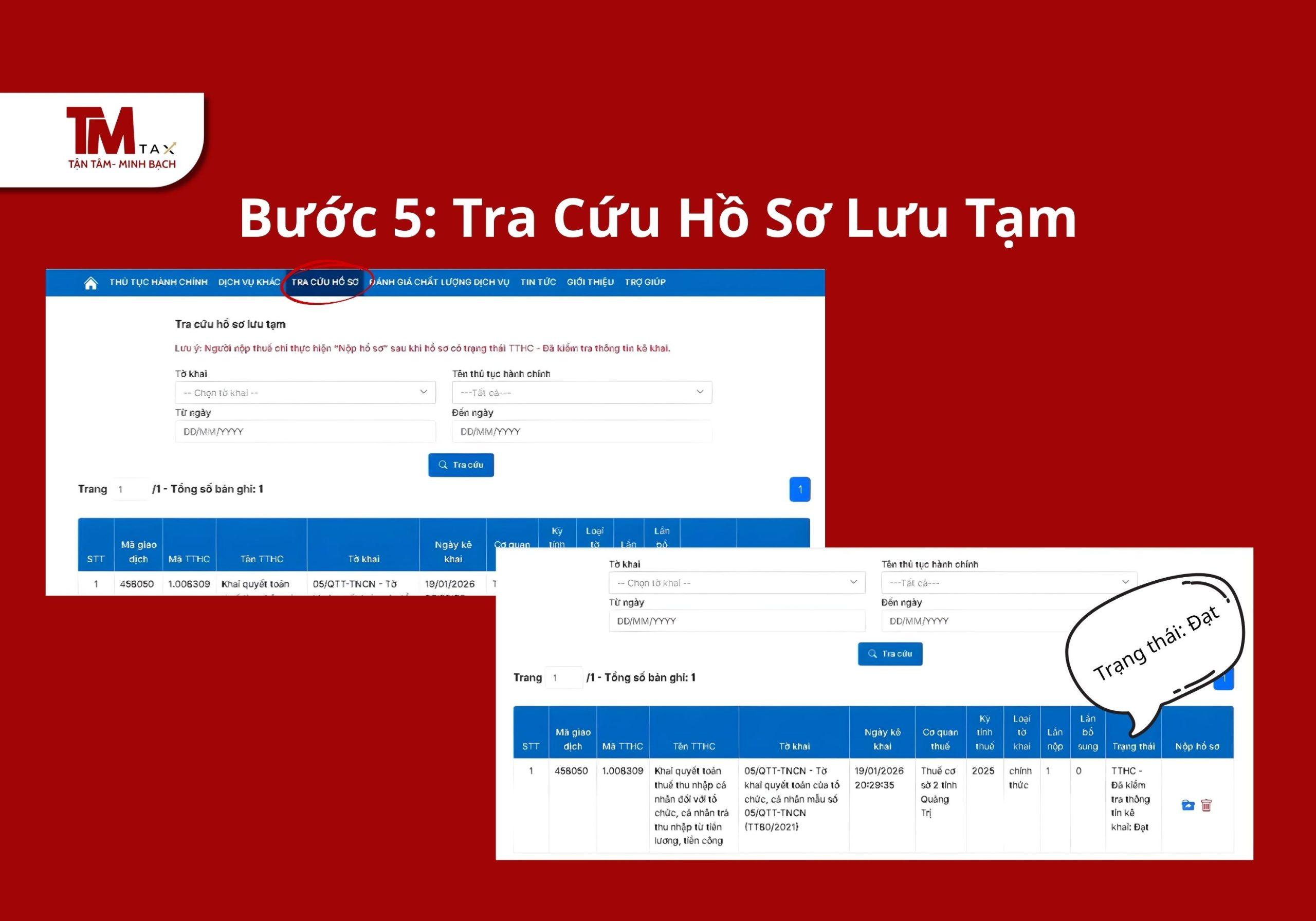 Tra Cứu Hồ Sơ Lưu Tạm